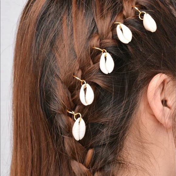 3/$30 Cowrie Shell Hair Ring Set of 5 - Picture 2 of 6